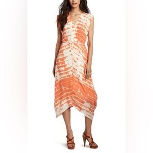 Charlie Jade Vibrant Orange and White Dress